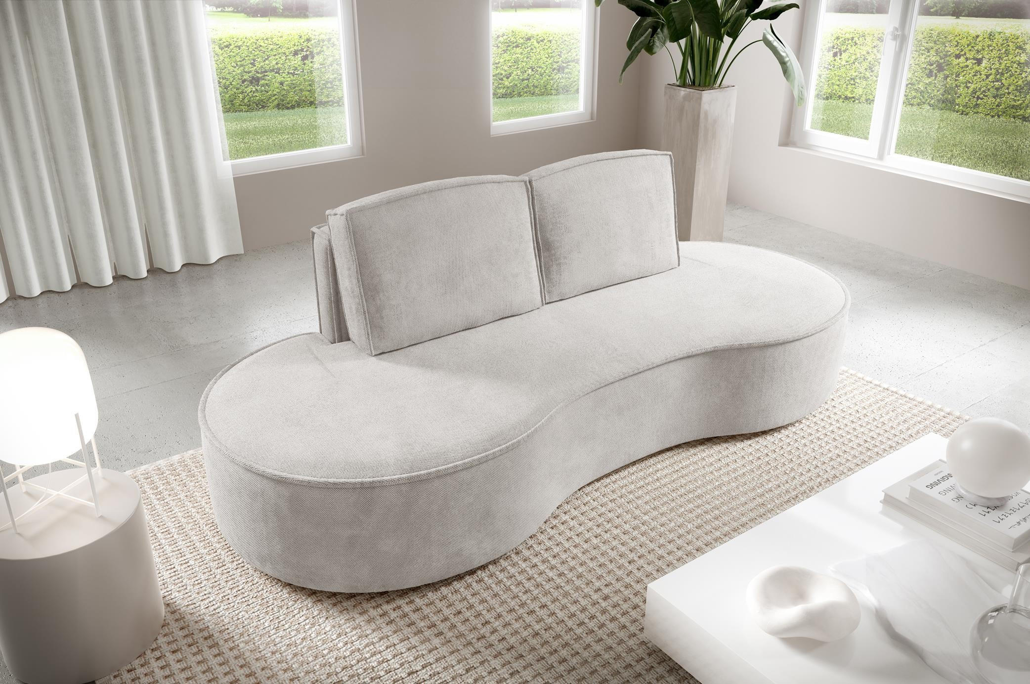 SOFA Flow Weiß, mit Kissen in Curio Stoff - Weiß, Holzwerkstoff (234/88/101cm) - Bettso