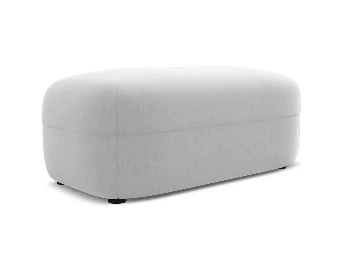POUF Samt Stoff Grau - Silberfarben/Schwarz, Kunststoff/Textil (92/40/48cm) - Makamii