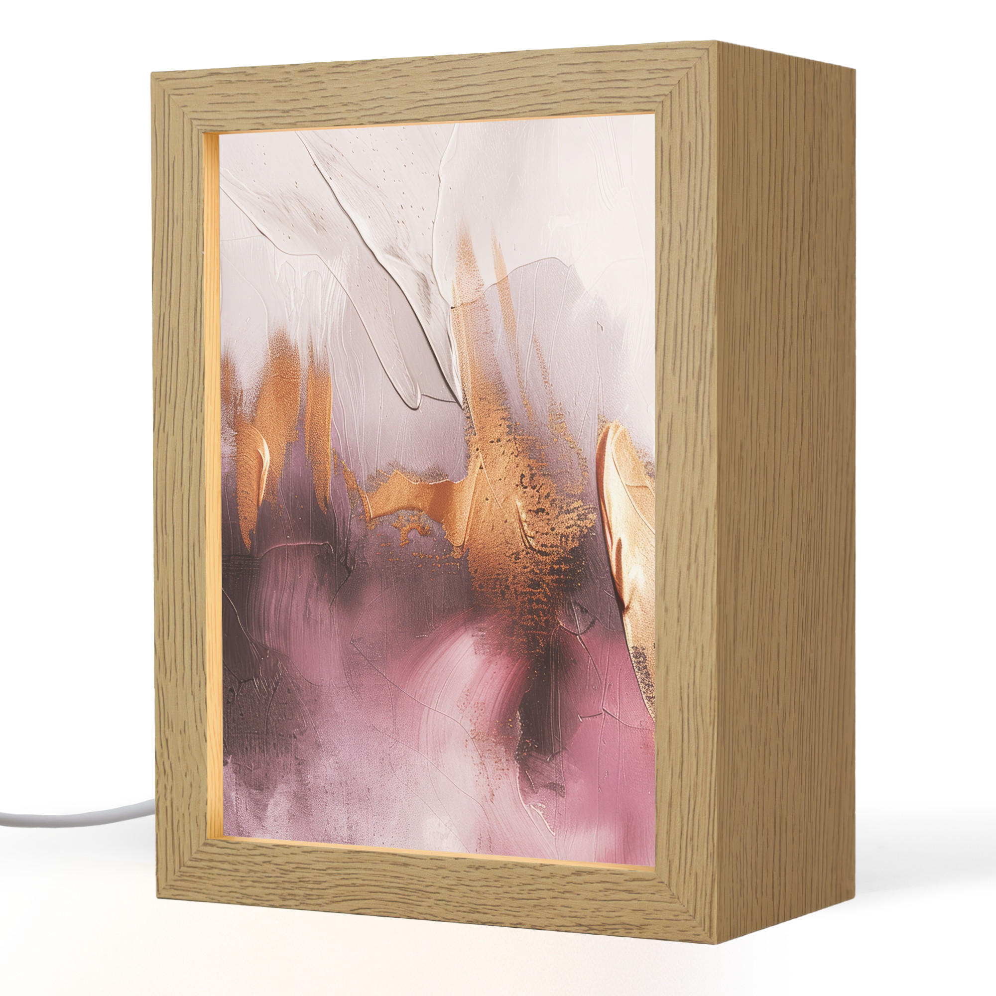 OnlyWow STOLNÍ LAMPA Fialová - abstraktní - barva - zlatá 15x20 cm