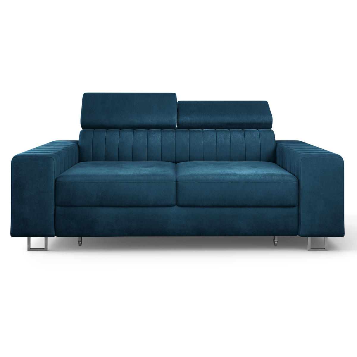 BETTSOFA SOLAN Blau Velours-Stoff mit Schlaffunktion - Blau, Holz/Textil (194/88/90cm) - MASSENO