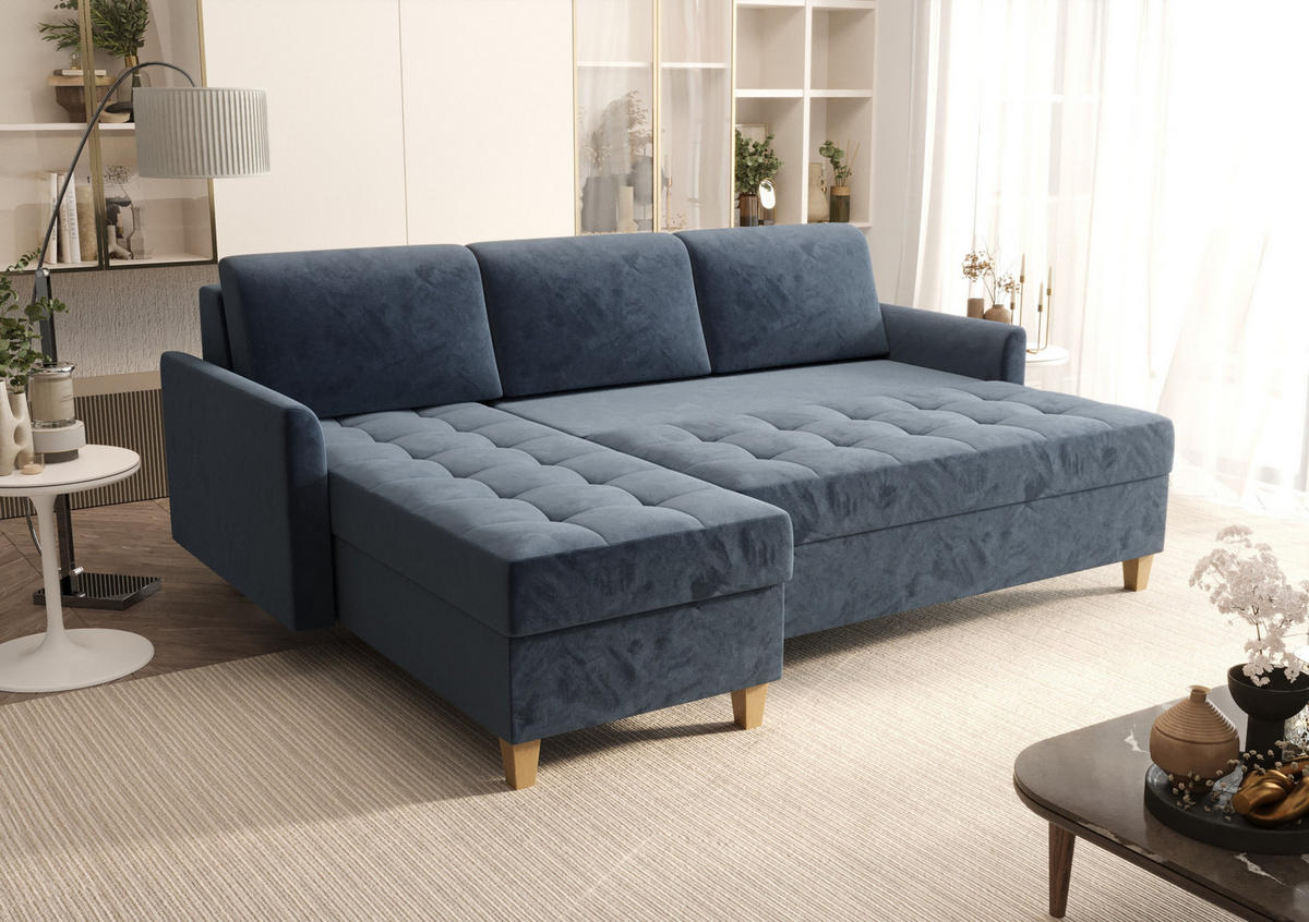 ECKSOFA KONGO RBN08, Eckcouch in L-Form mit Schlaffunktion, Farbe: Schwarz, Kunstleder, Ottomane Links - Schwarz, Textil (240/180cm) - O-Sofa