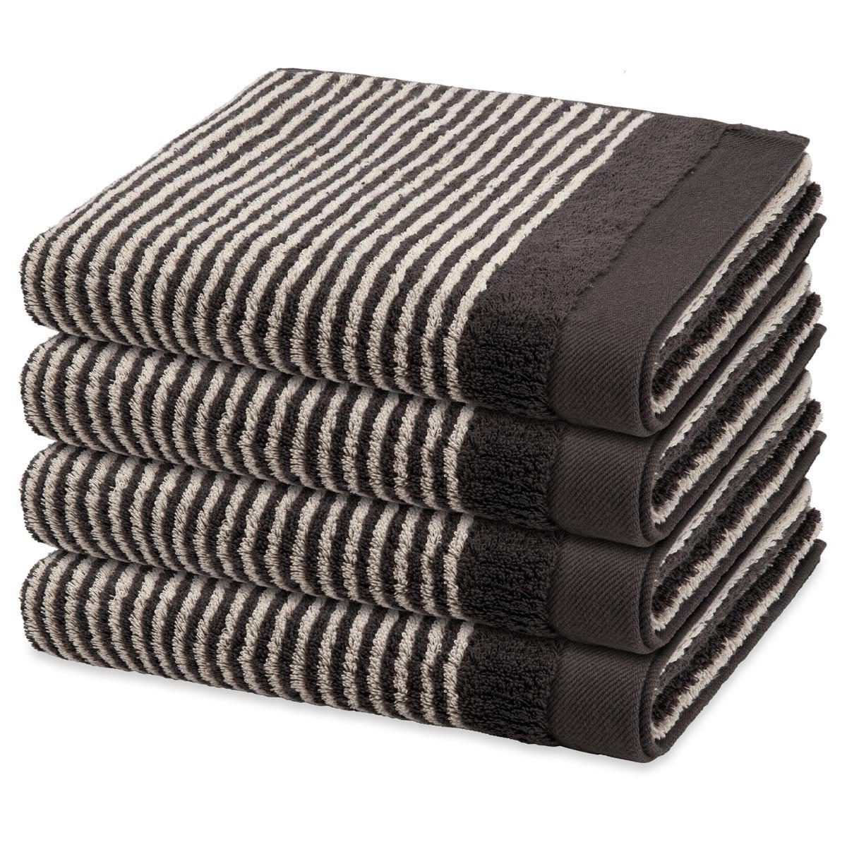 HANDTUCH Stripes 4er-Set - Dunkelgrau, Textil (50/100cm) - Ross