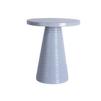 BEISTELLTISCH Catania Ribbed - Blau - 40/40/46 cm - Blau, Metall (40/40/46cm) - Leitmotiv