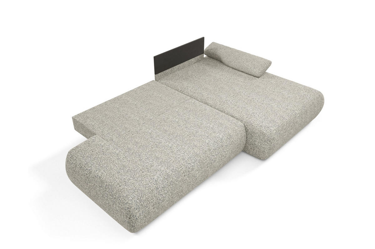 ECKSOFA DELTA R-S Grau Geflochtener Stoff mit Schlaffunktion - Grau, Holz (286/173.5cm) - MASSENO