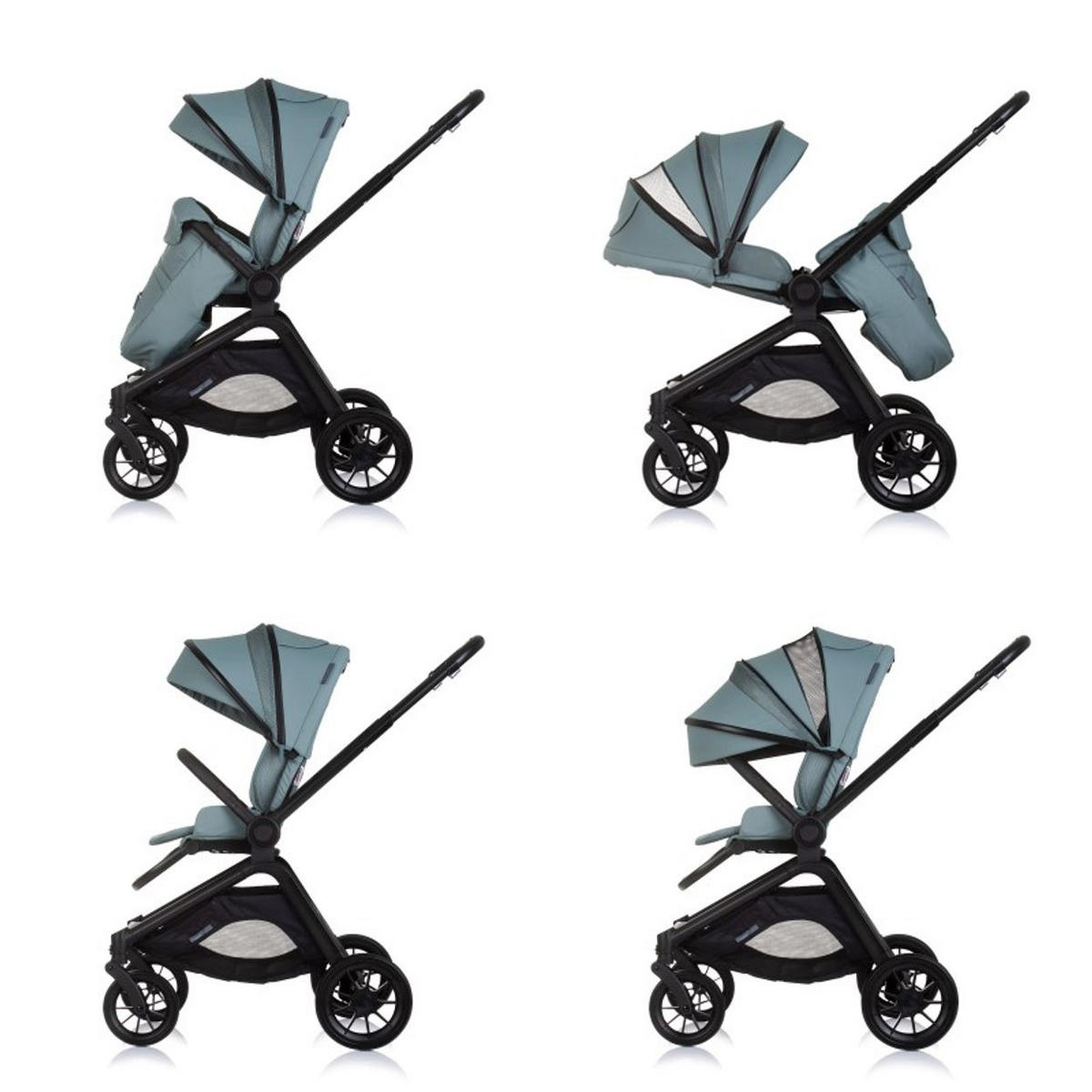 KOMBIKINDERWAGEN Magnum 3 in 1 grün Babywanne Sportsitz i-Size Babyschale - Grün, Metall (96/59/104cm) - Chipolino