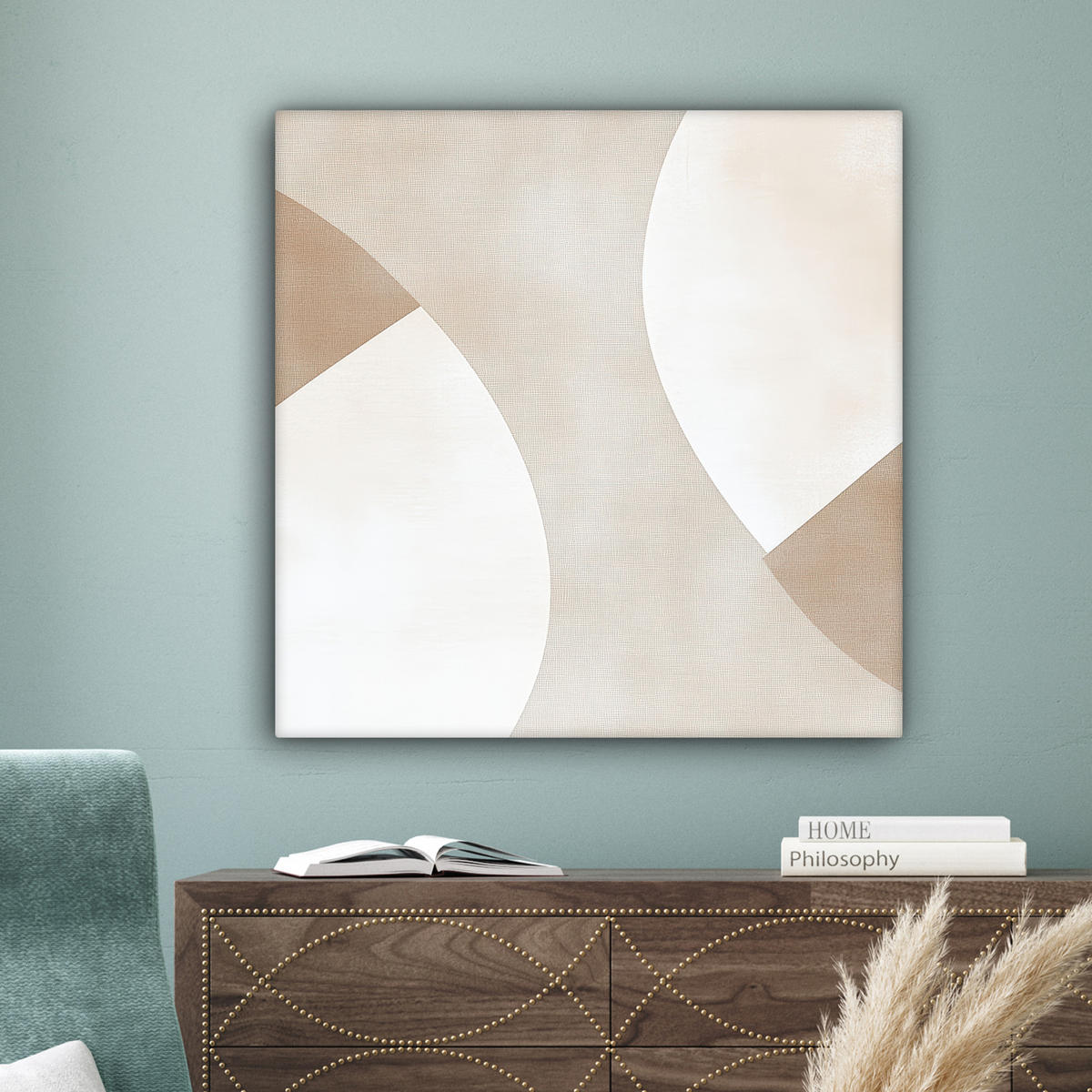 LEINWANDBILD Braun - Japandi - Abstrakt Deko Groß 90x90 cm - Beige, Textil (90/90cm) - MuchoWow