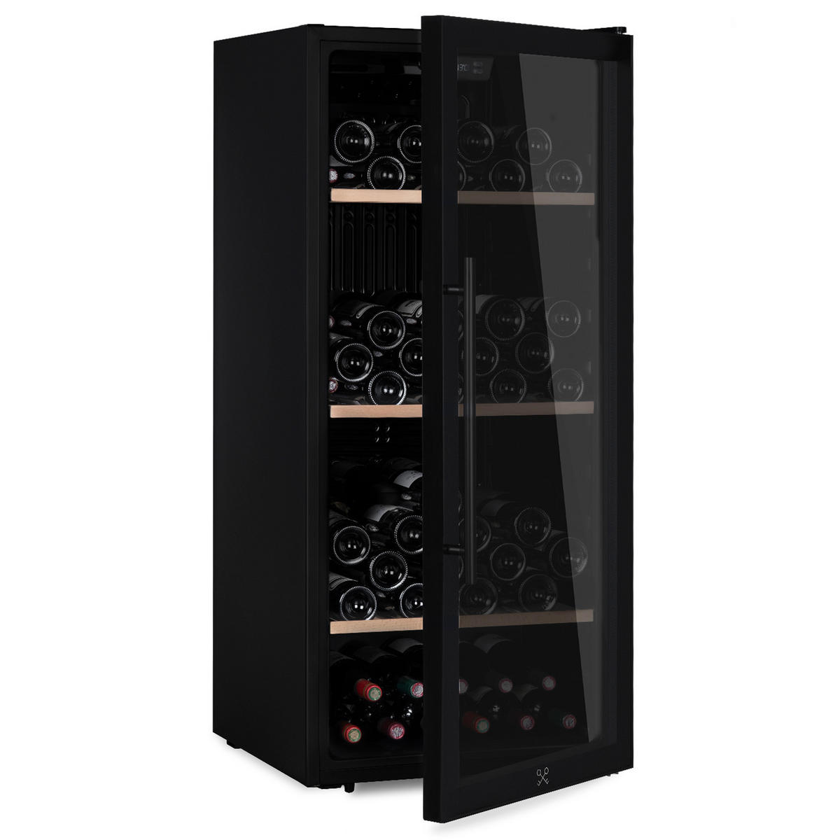 WEINKÜHLSCHRANK CAVCB122 Schwarz, von 122 Flaschen, 242L 5 Regale Thermoelektrische Kühlung, LED Anti-UV - Schwarz, Metall (55/127/55.5cm) - Les Petits Champs