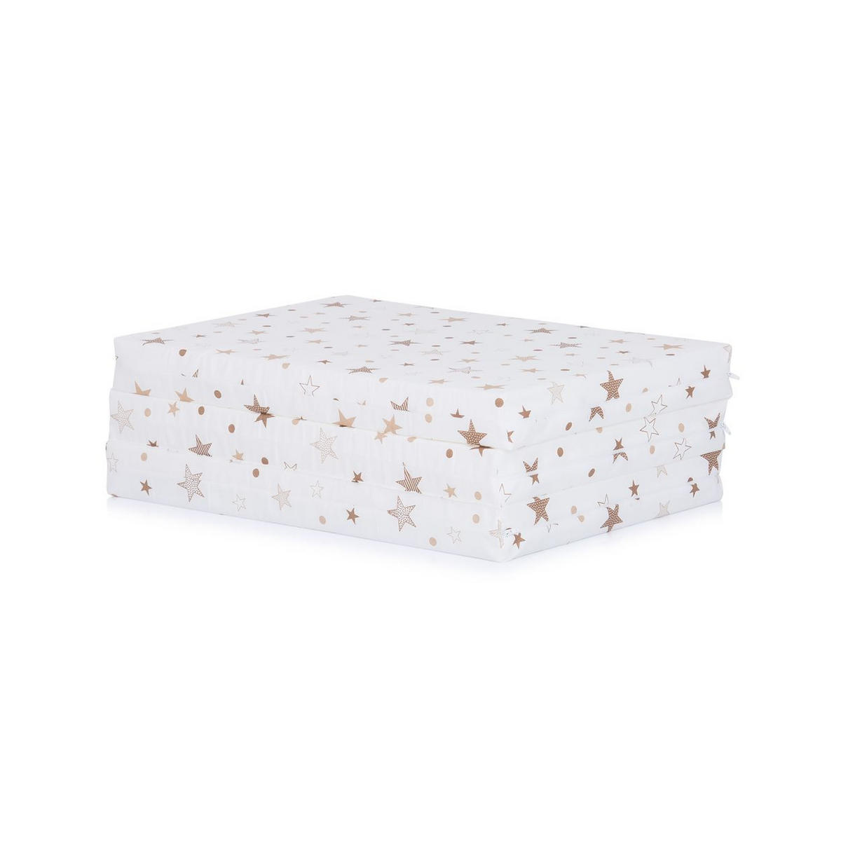 KLAPPMATRATZE Stars 120 x 60 x 6 cm beige Sterne faltbar, Bezug waschbar, Größe 120 x 60 x 6 cm - Beige, Textil - Chipolino