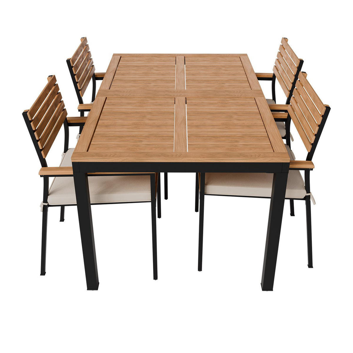 GARTENGARNITUR Rhodos Akazienholz 5-teilig - Braun, Holz/Metall - Juskys
