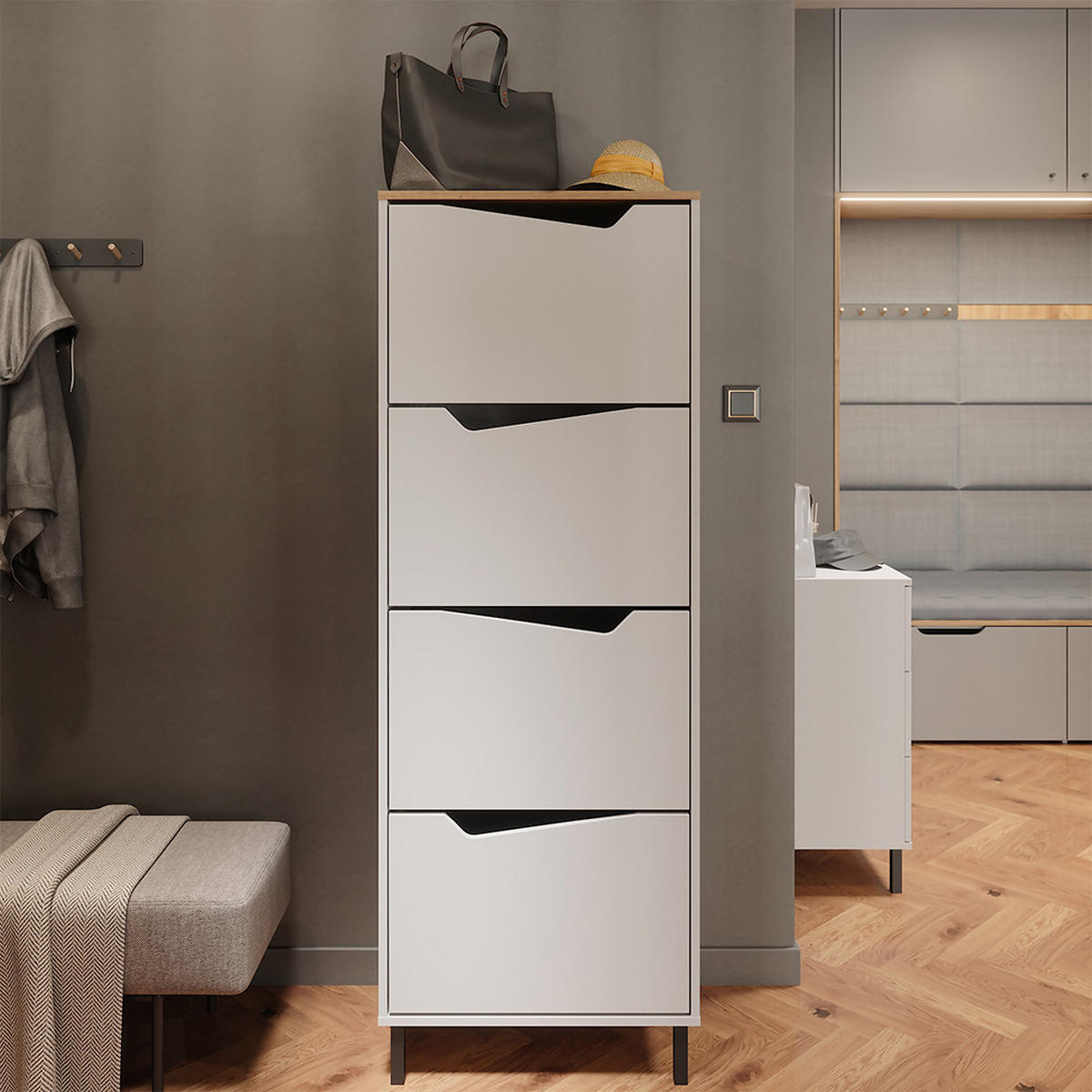 BOTNÍK NA BOTY Marelle Bílá/Artisan - bílá, kompozitní dřevo (60/167.4/38cm) - Vicco