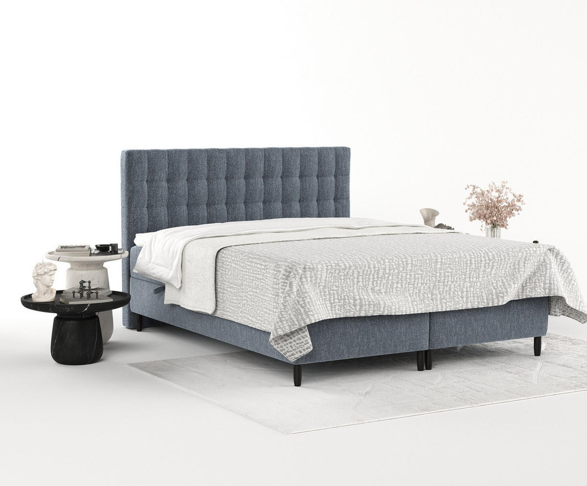 BOXBETT Divine Blau 160/200 cm - Blau/Schwarz, Holz/Holzwerkstoff (160/200cm) - Maison de Reve