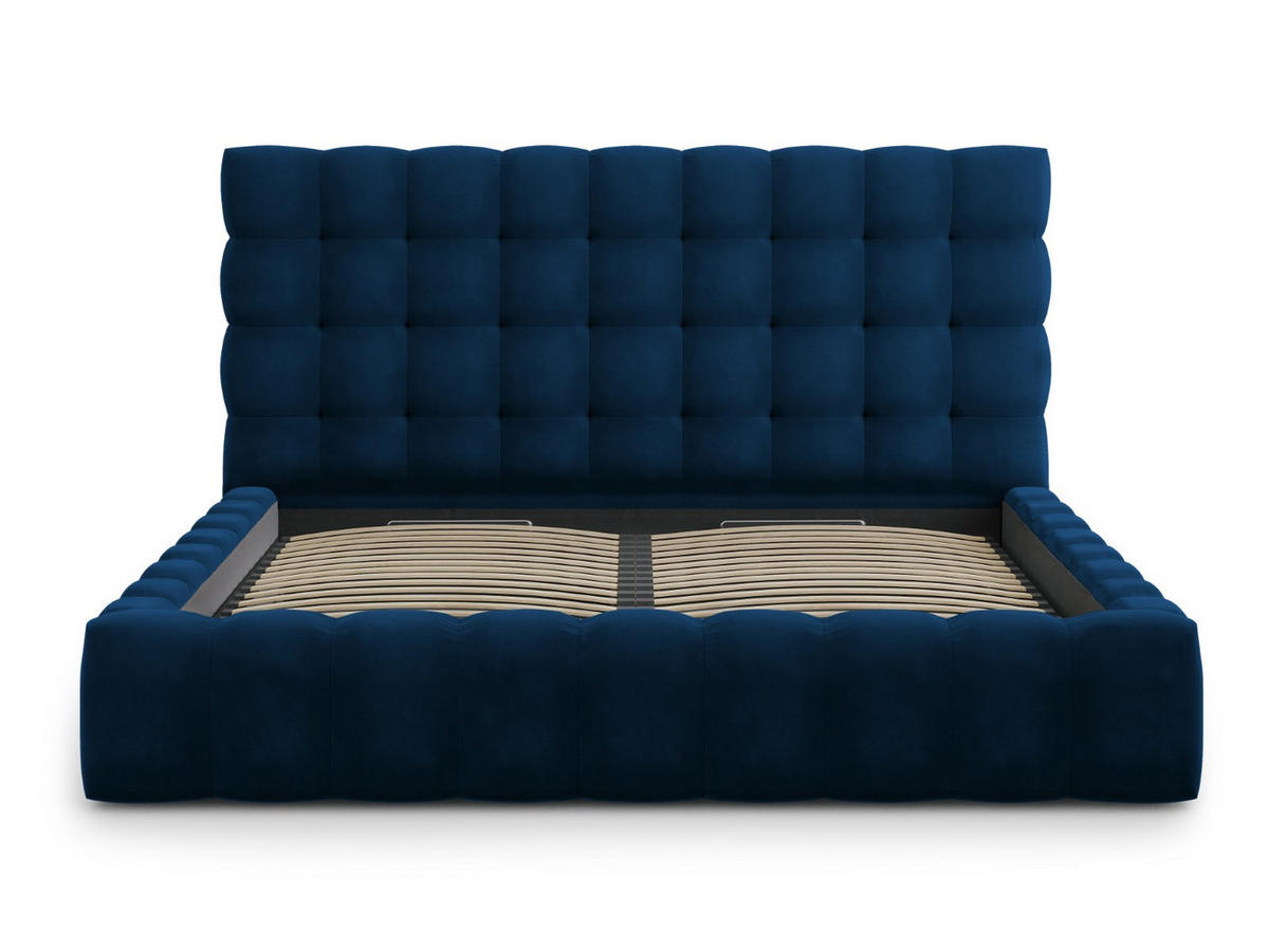 BETT mit Bettkasten und Kopfteil Mamaia aus Samt königsblau 200x200cm - Blau, Textil (200/200cm) - Micadoni
