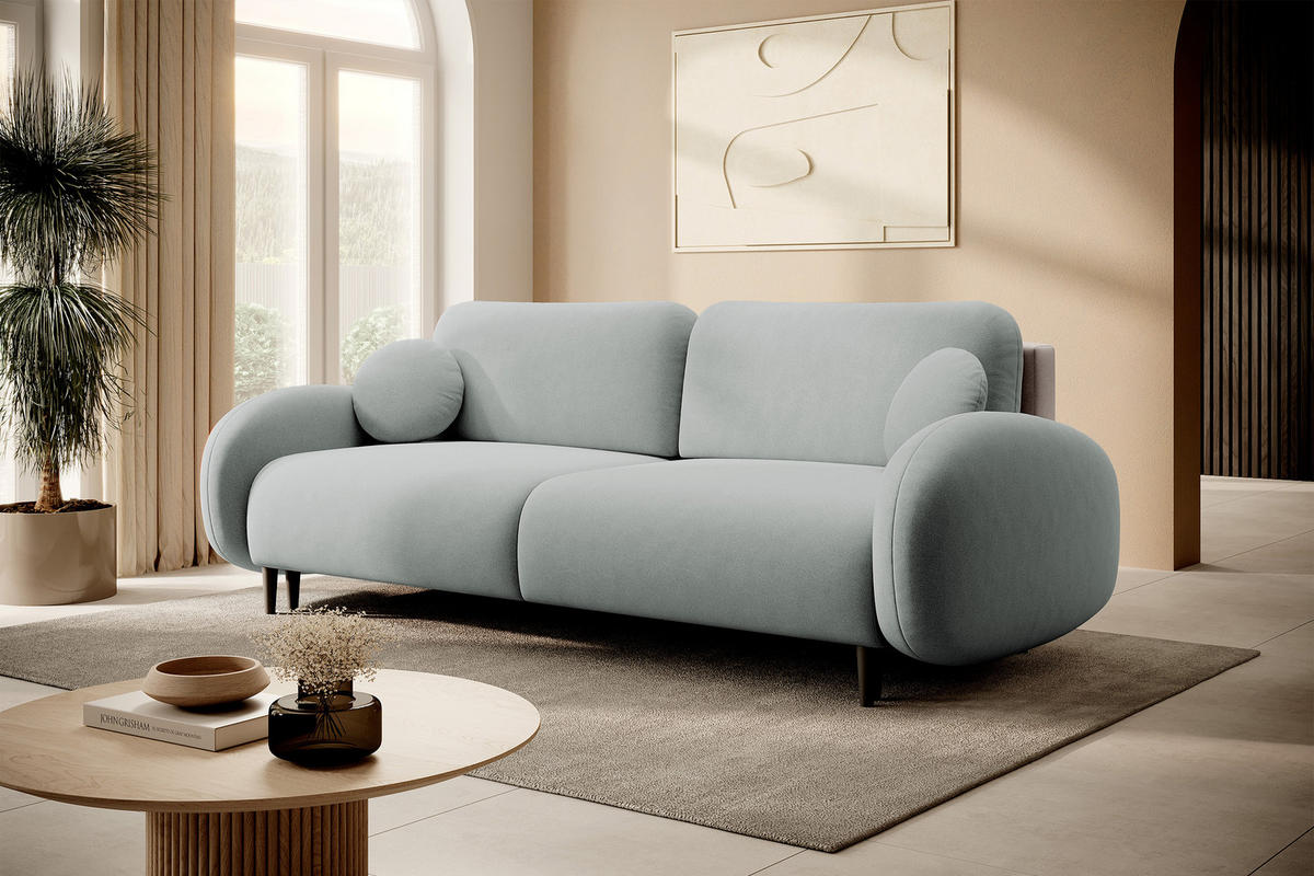 SCHLAFSOFA Bafra Grau Velours - Schwarz/Grau, Holz/Textil (232/92/102cm) - Selsey