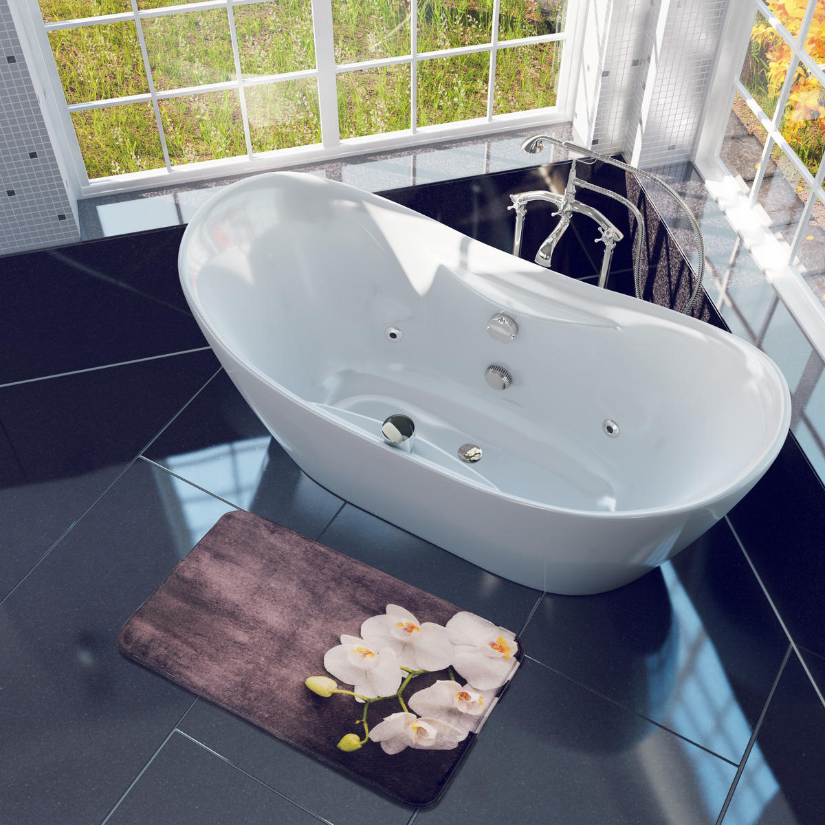 BADTEPPICH Pretty 70 x 110 cm - Grau, Textil (70/110cm) - Sanilo