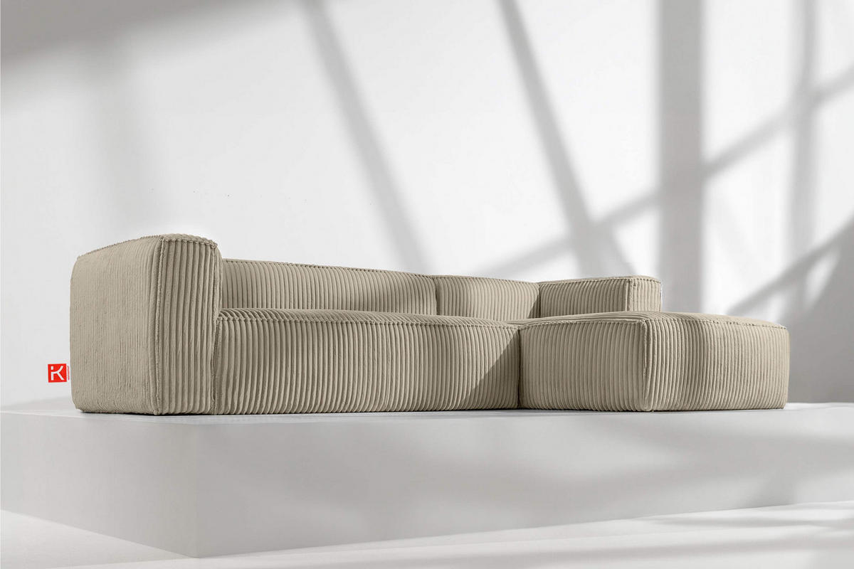 ECKSOFA-RECHTS FEROX Modern, Cord-Stoff, beige - Beige, Textil (305/175cm) - KONSIMO®