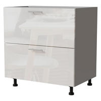 SCHUBALADENUNTERSCHRANK Essen D2A/90/1A Weiß Hochglanz / Grau Matt 90 / 50 / 82cm - Weiß Hochglanz/Grau, Holz/Holzwerkstoff (90/82/50cm) - Feldmann-Wohnen