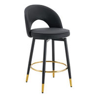 BARHOCKER drehbar Schwarz mit Goldakzenten Metall PU-Leder - Schwarz, Metall (44/92/44cm) - Meubliv