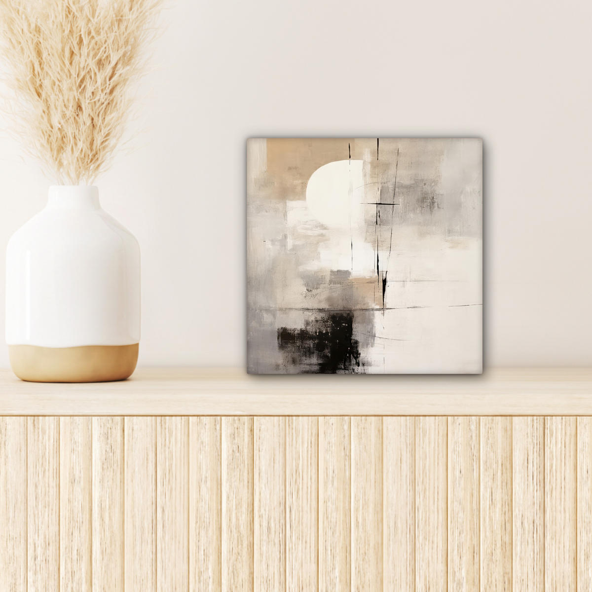 LEINWANDBILD Abstrakt - Kunst - Grau 20x20 cm - Hellgrau, Textil (20/20cm) - MuchoWow