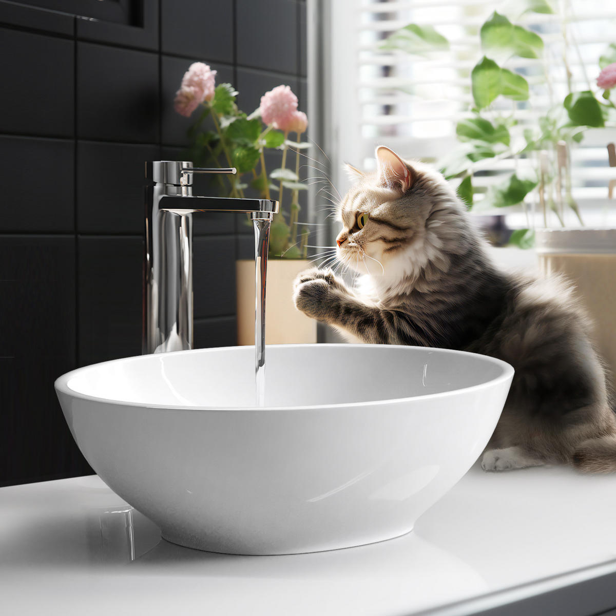 WASCHBECKEN mit pflegeleichter Oberfläche Weiß 41,5 / 33,5 / 13 cm - Weiß Hochglanz, Keramik (33.5/13/41.5cm) - EMKE