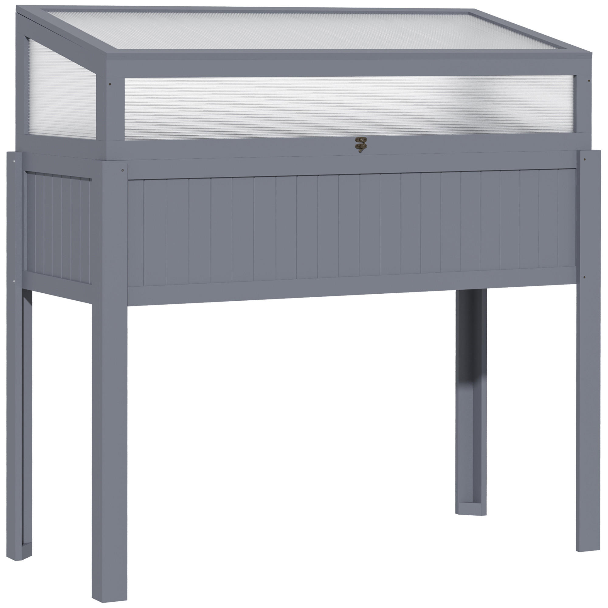 HOCHBEET, Pflanzkasten, für Garten, Balkon und Terrasse, Tannenholz, PC-Panel, Grau - Grau, Holz/Kunststoff (54/122/120cm) - Outsunny