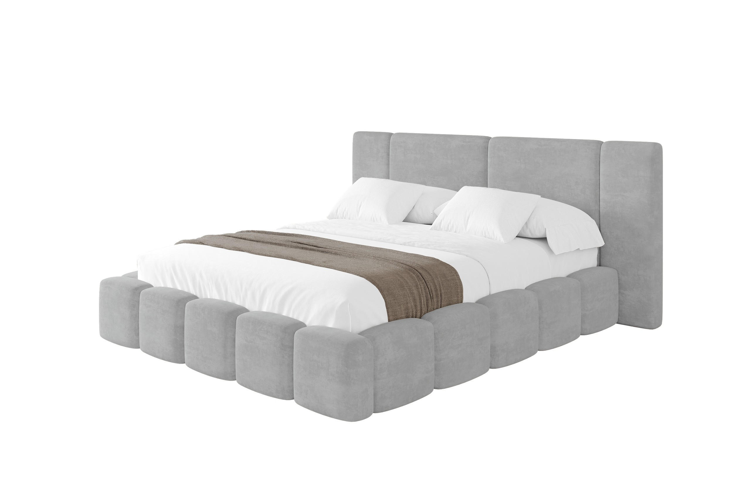 POLSTERBETT mit Bettkasten und Lattenrost, Bett mit Matratze H3/H4 - NILO 160x200 Grau - Hellgrau, Holzwerkstoff/Textil (160/200cm) - ALTDECOR