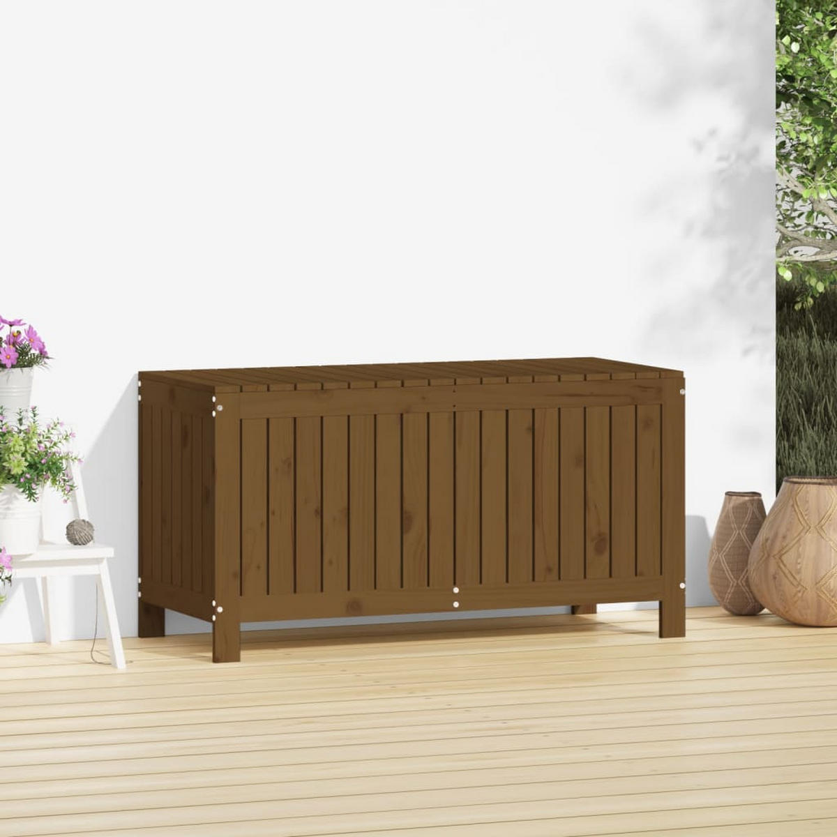GARTENTRUHE Honigbraun 115x49x60 cm Massivholz Kiefer - Braun, Holz (115/60/49cm) - furnicato