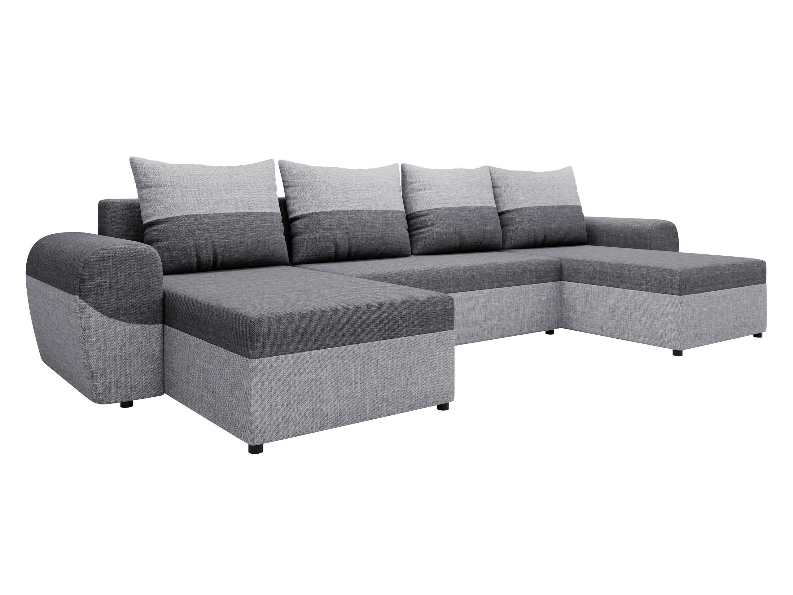 WOHNLANDSCHAFT Mader U - Dunkelgrau/Hellgrau, Holz/Kunststoff (330/86/140cm) - MIRJAN24