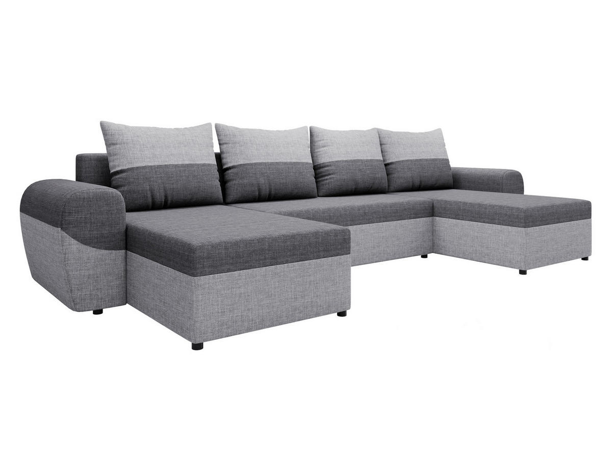 WOHNLANDSCHAFT Mader U - Dunkelgrau/Hellgrau, Holz/Kunststoff (330/86/140cm) - MIRJAN24