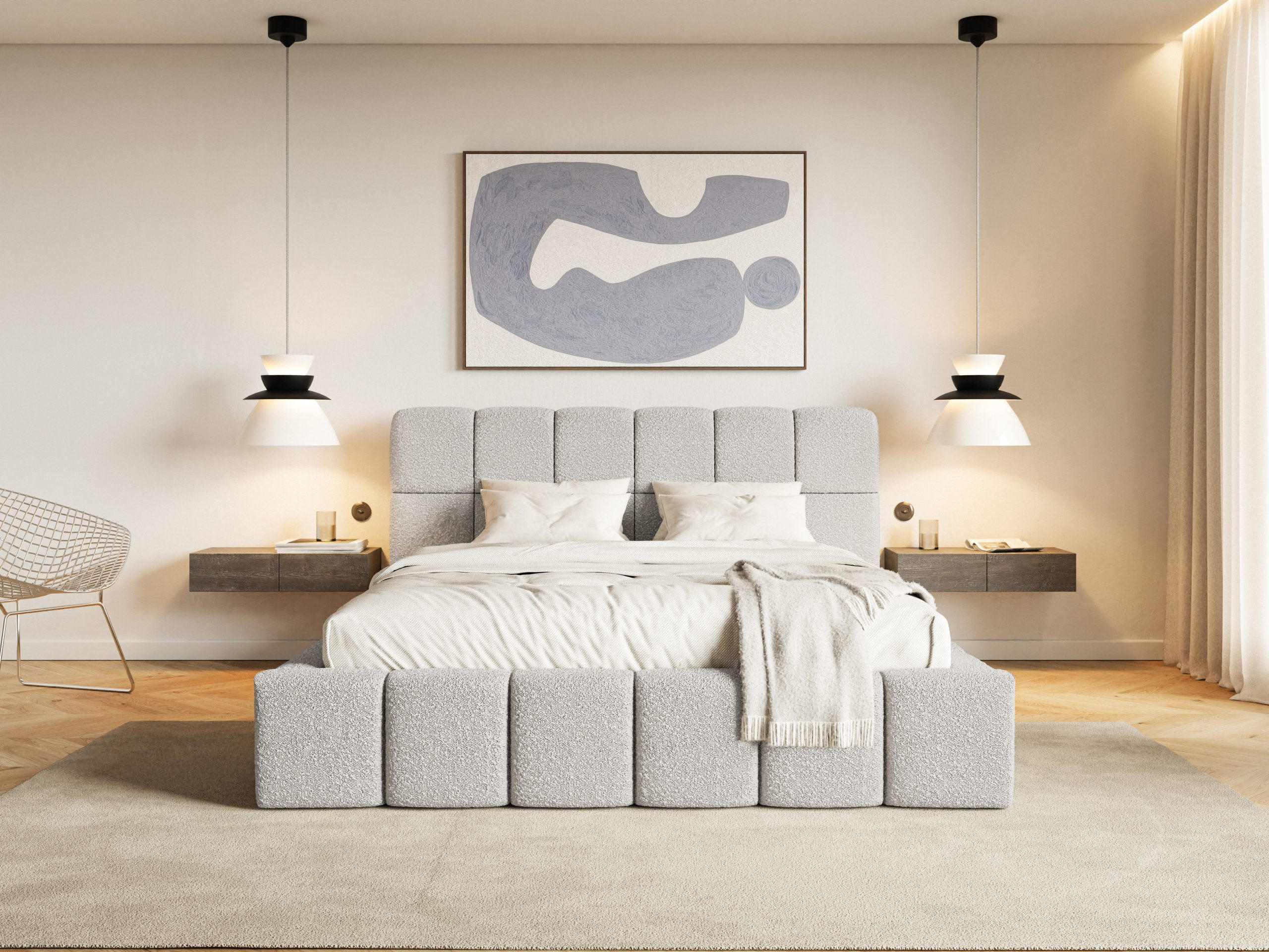 Thumbnail - Fedve Polsterbett, Grau, Textil, 200x200 cm, Schlafzimmer, Betten, Polsterbetten