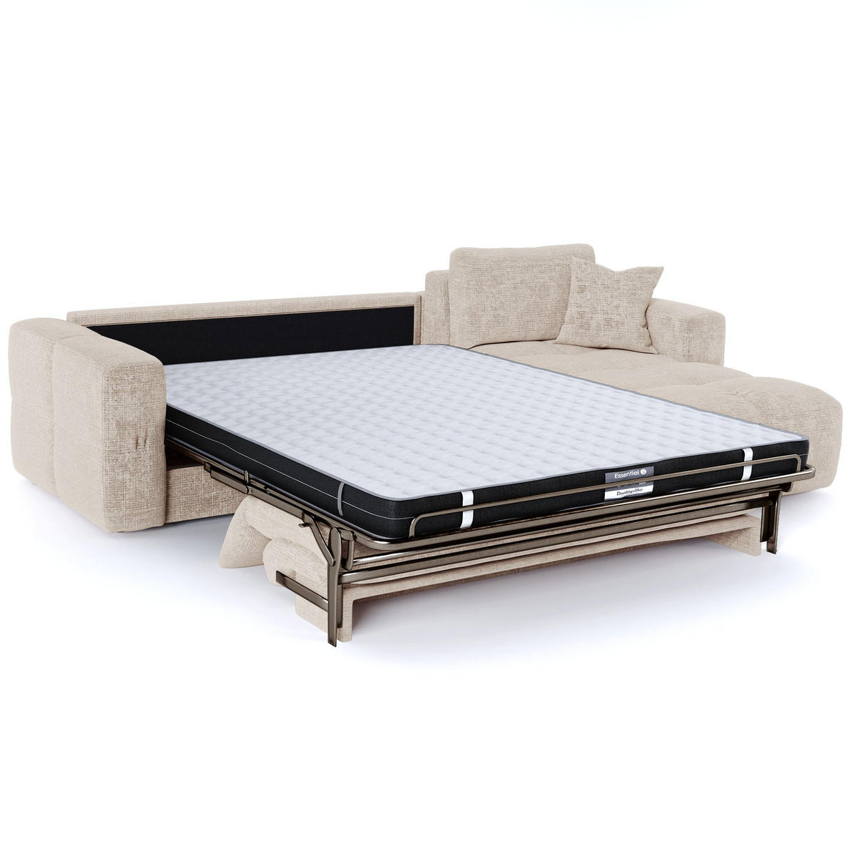 ECKSOFA rechtwinklig VIBE Geprägter Samt Creme 286cm - Creme, Textil (286/165cm) - Premium Interiors