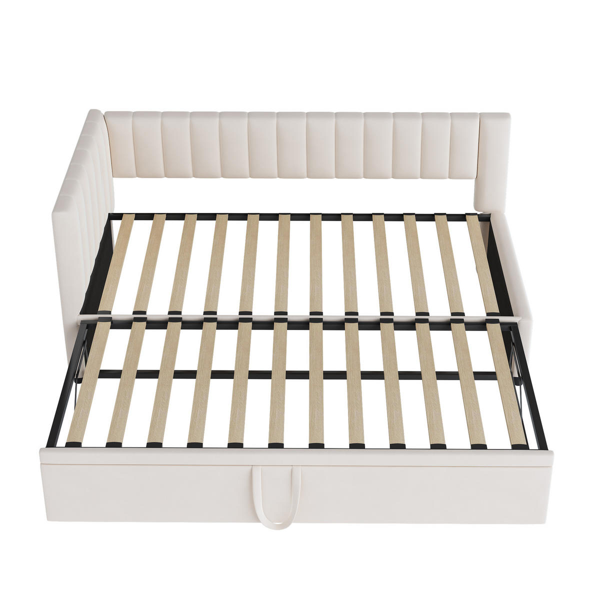 POLSTERBETT 90/180 cm Beige mit Ausziehbett und Samtbezug - Beige, Textil (90/180cm) - OKWISH