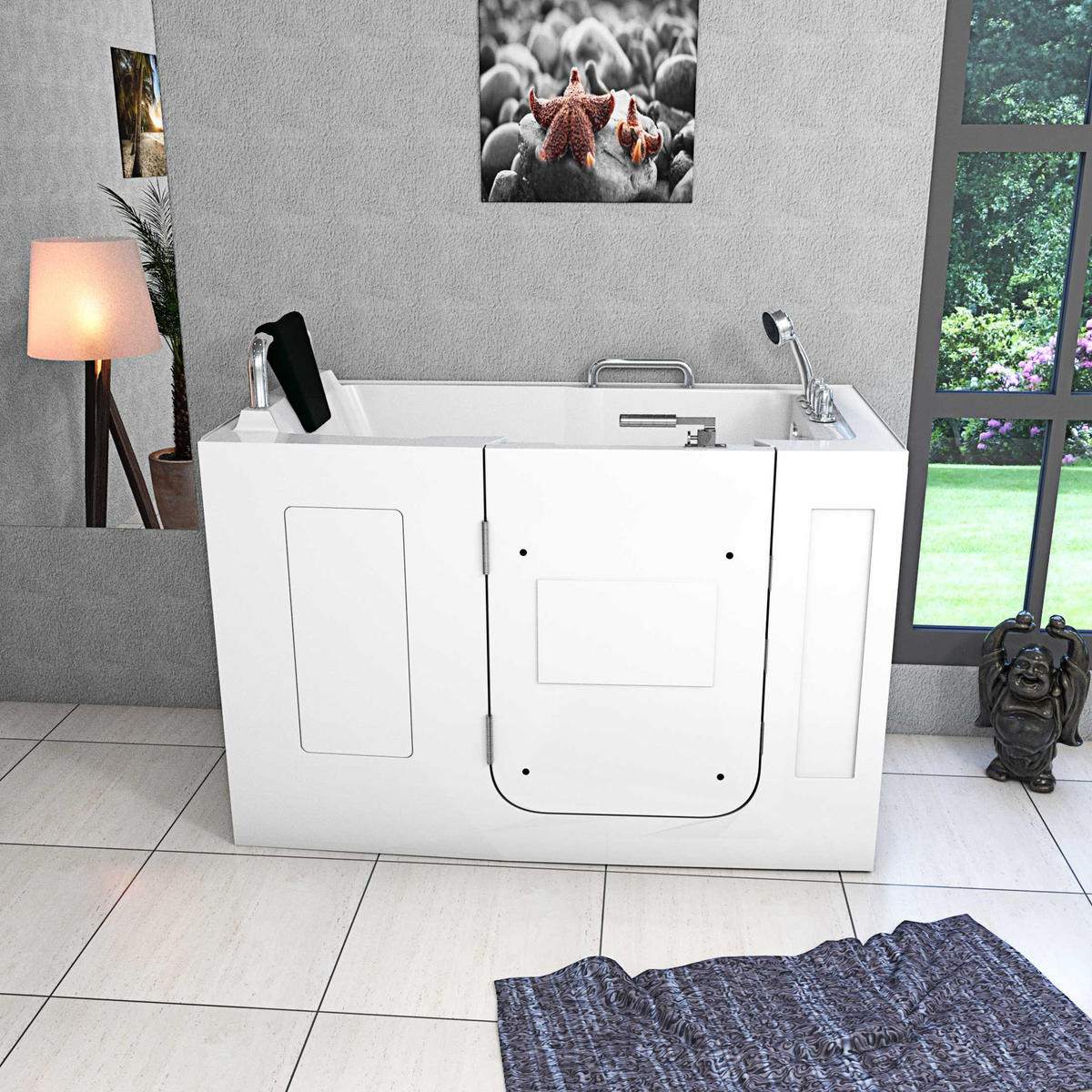 SENIORENWANNE S07-TH-B-L Weiß - Weiß, Glas/Kunststoff (76/116/140cm) - AcquaVapore by Sandra Jentho