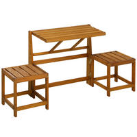 GARTENMÖBEL-SET, Gartentisch, Holzbank für 2 Personen, Massivholz, Teak - Teakfarben, Holz - Outsunny