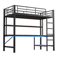 HOCHBETT mit LED und USB Schwarz 90x200 cm Metall - Schwarz, Metall (90/200cm) - SONNENH