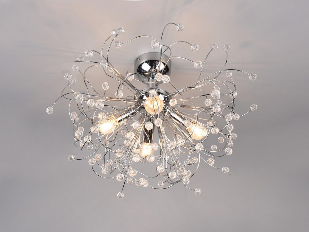 LED-DECKENLAMPE Silber Ø55cm, Gold Kristall - Chromfarben/Transparent, Kunststoff/Metall (55/55/35cm) - meineWunschleuchte