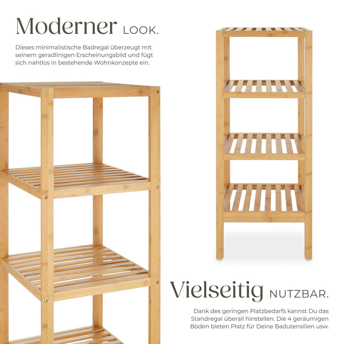 BADREGAL Cornelia, 33 x 33 x 97 cm, braun - Braun, Holz (33/97/33cm) - tectake