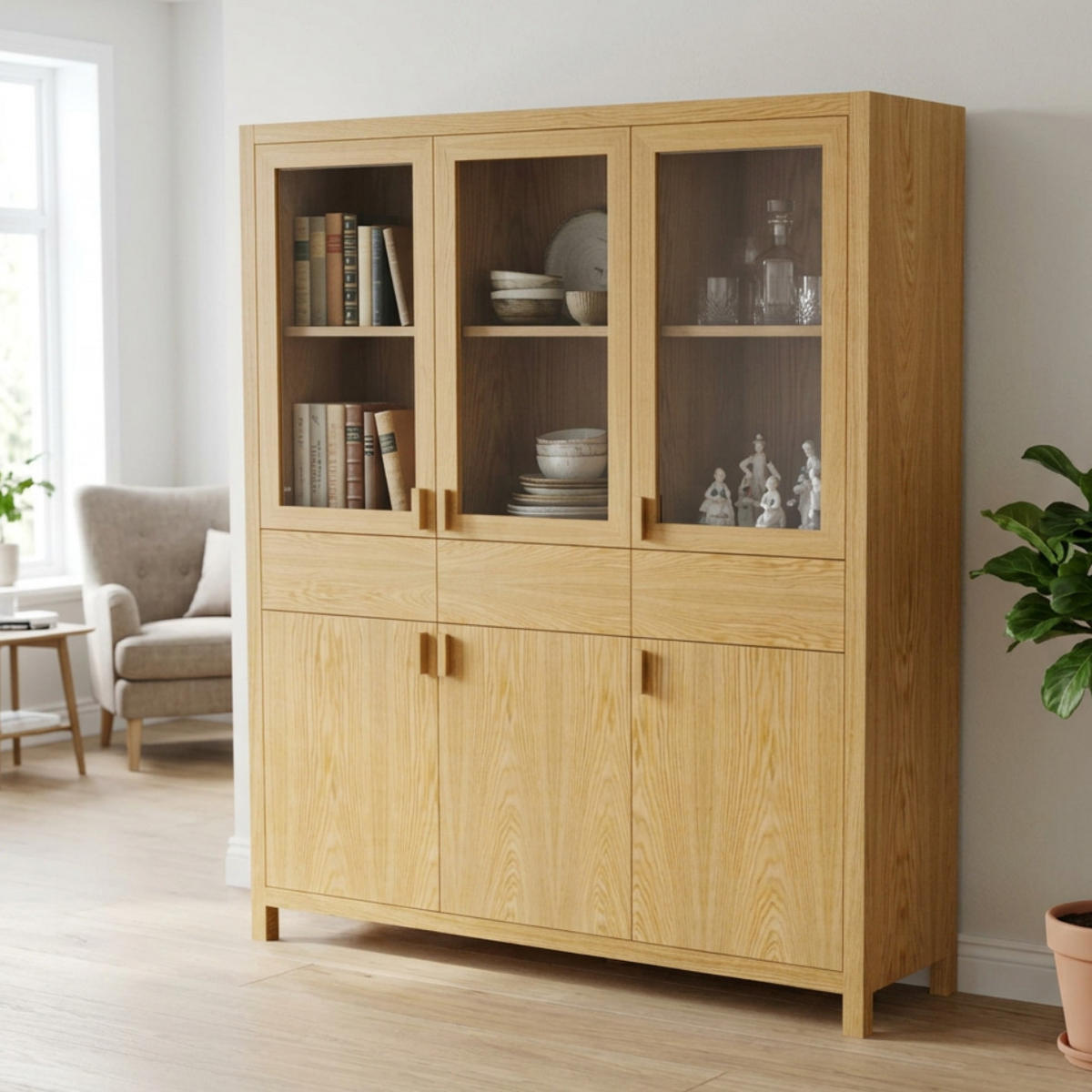 ANRICHTE aus Eiche für Wohnzimmer DAVOS - Eichefarben, Holz (155/170/40cm) - Rawood Furniture
