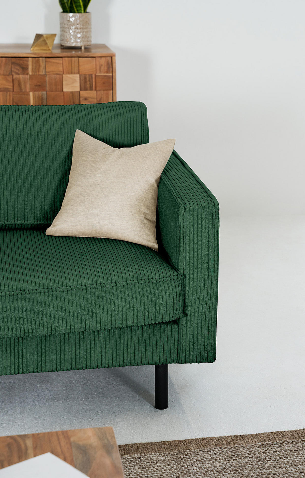 XL SESSEL - Dunkelgrün/Schwarz, Textil/Metall (117/81/96cm) - home24