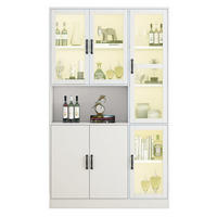 VITRINENSCHRANK aus MDF 40x120x200 cm Weiß mit LED-Beleuchtung, Acryltüren und 9 Stauräumen - Weiß, Holzwerkstoff (120/200/40cm) - Modfu
