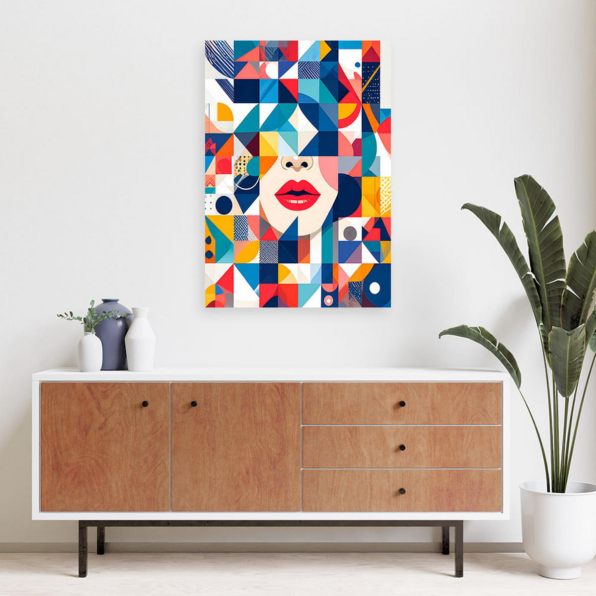 LEINWANDBILD Geometrische Abstraktion Bauhaus 60x90cm - Multicolor, Textil (60/90cm) - Feeby