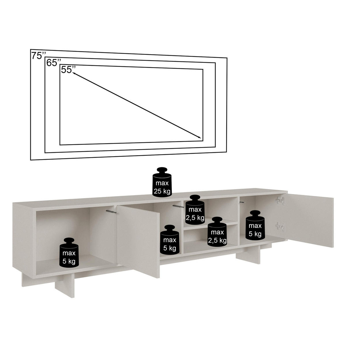 TV-STOLEK Sanva Ořech warmia 200 cm - tmavě hnědá, kompozitní dřevo (200/55/35cm) - Selsey