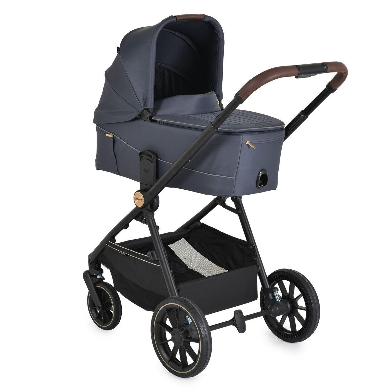 KOMBIKINDERWAGEN 2 in 1 Celebrity dunkelgrau Stoßdämpfer PU-Rollen Wickeltasche - Grau, Metall (96/60/100cm) - Cangaroo