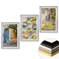 WANDBILDER 3er Set - 40x60 cm Silberner Rahmen - Zitronenlimonade blaue Tür - Silberfarben, Kunststoff (40/60cm) - ArtPrintCave