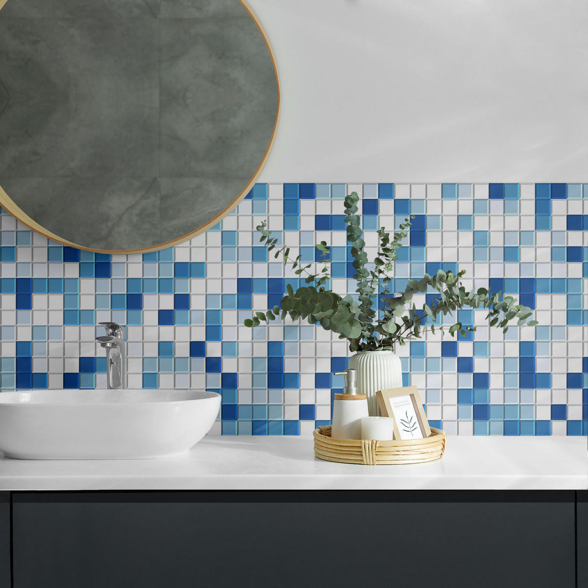 WANDPANEEL 4x 50x50 cm selbstklebend Dunevale - Hellblau, Kunststoff (50/1.6/50cm) - Wallfluent