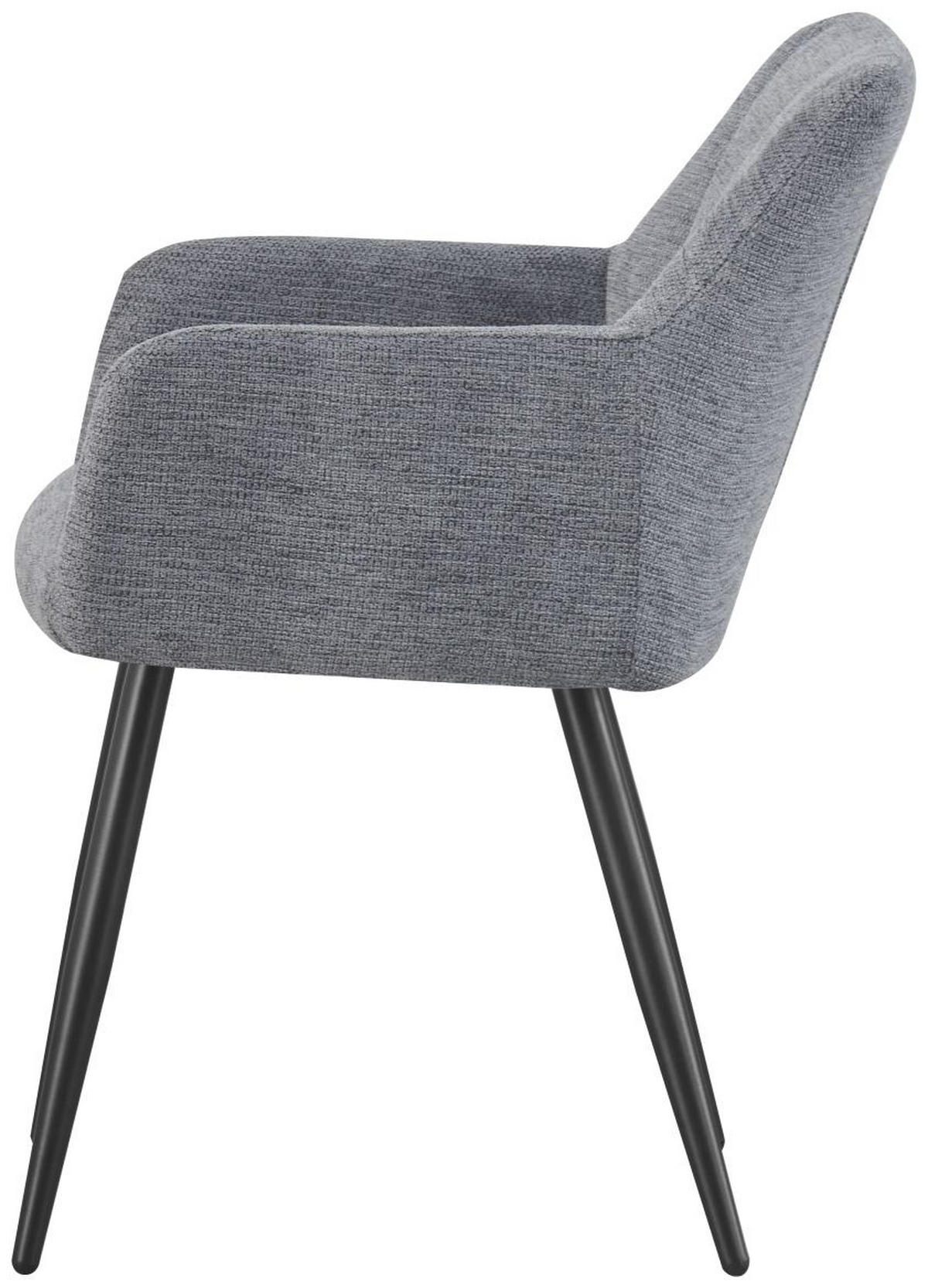 ARMLEHNENSTUHL Bella anthrazit 2er Set - Anthrazit/Schwarz, Textil/Metall (55/82/62cm) - Xonox