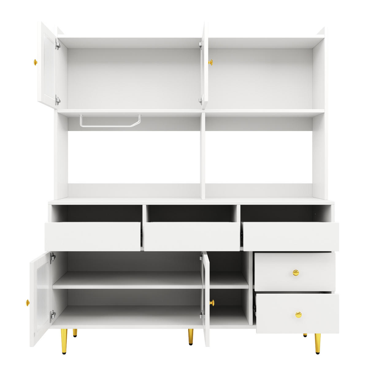 SIDEBOARD mit Changhong-Glastüren 145 x 39 x 171 cm MDF Weiß - Weiß, Holzwerkstoff (39/171/145cm) - Meubliv