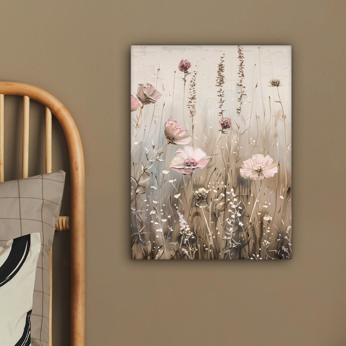 LEINWANDBILD Blumen - Rosa - Modern - Beige 30x40 cm - Beige, Textil (30/40cm) - MuchoWow