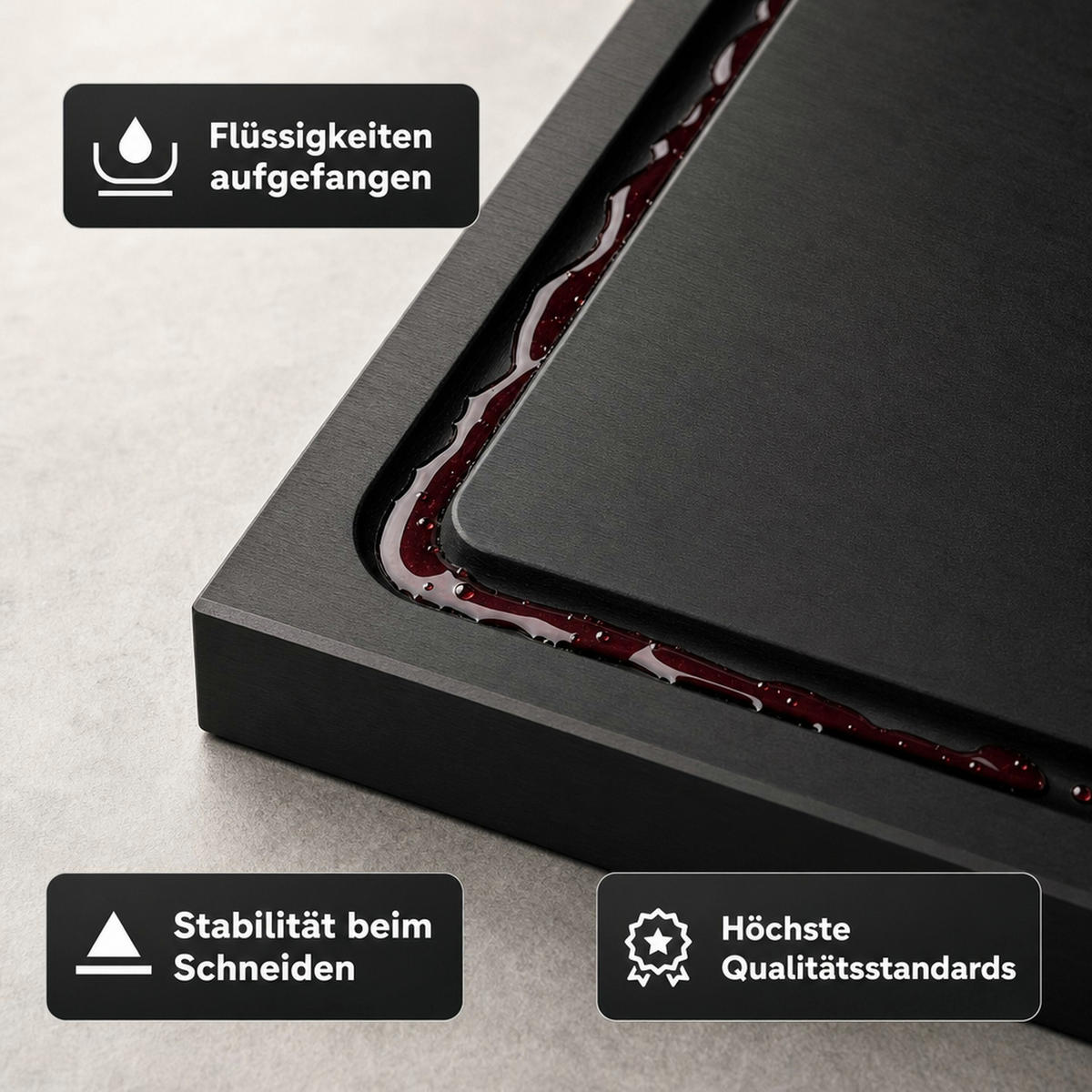 SCHNEIDBRETT 30x20x2cm - Robust - Schwarz, Holz (30/20cm) - ich-zapfe