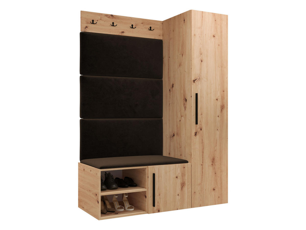 GARDEROBEN-SET Medi II - Schwarz/Braun, Holzwerkstoff/Kunststoff (40/191/50cm) - MIRJAN24