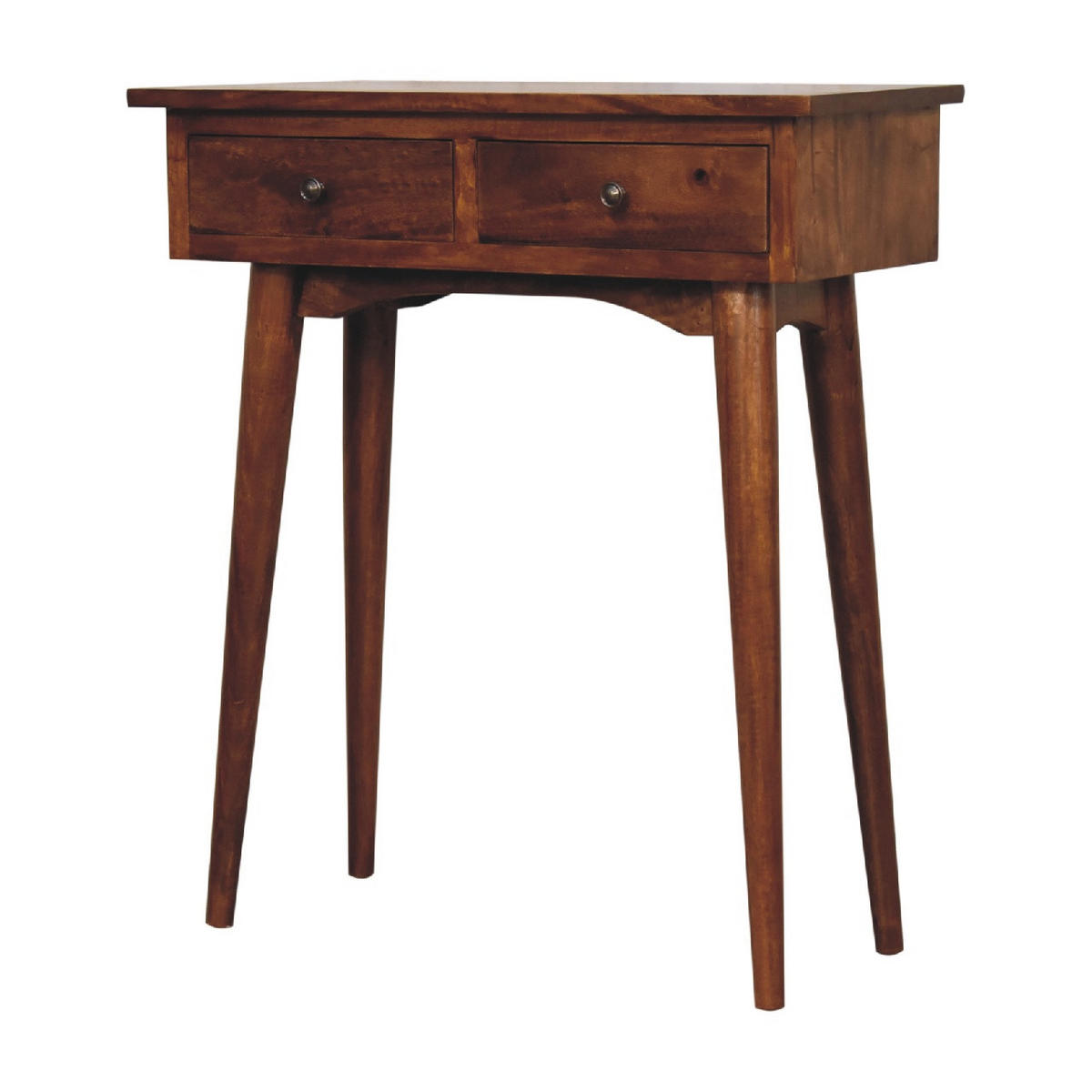 MINI Flurkonsole im Kastanienholz-Finish mit 2 Schubladen - Messingfarben/Braun, Holz/Metall (30/70/78cm) - Artisan Furniture